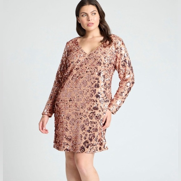 Eloquii Dresses & Skirts - Eloquii NWT Sequin Blush Long Sleeve Dress